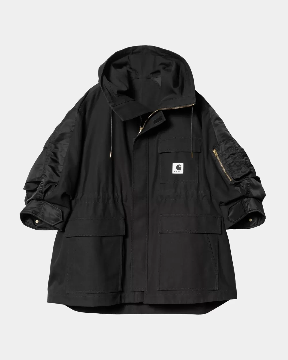 Hot Sacai X Duck X Nylon Twill-Jas Voor Dames | Zwart Vrouwen Jassen